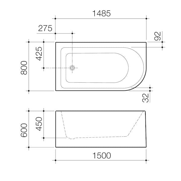 Stylus Origin 1500 Left Hand Corner Bath