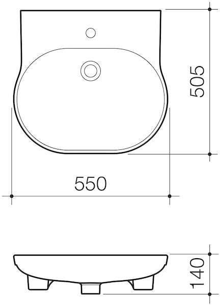 Caroma Opal® Sole Semi Recessed Basin 1TH