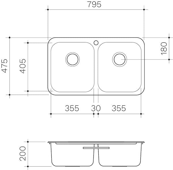 Clark Polar Double Bowl Overmount 0TH