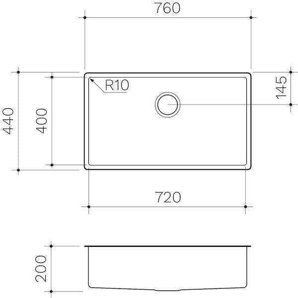 Clark Prism Large Single Bowl Overmount/Undermount