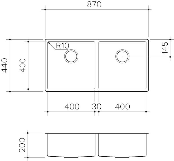 Clark Prism Double Bowl Undermount/Overmount