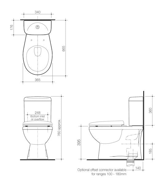 Stylus Prima II Close Coupled Bottom Inlet S Trap SC Suite
