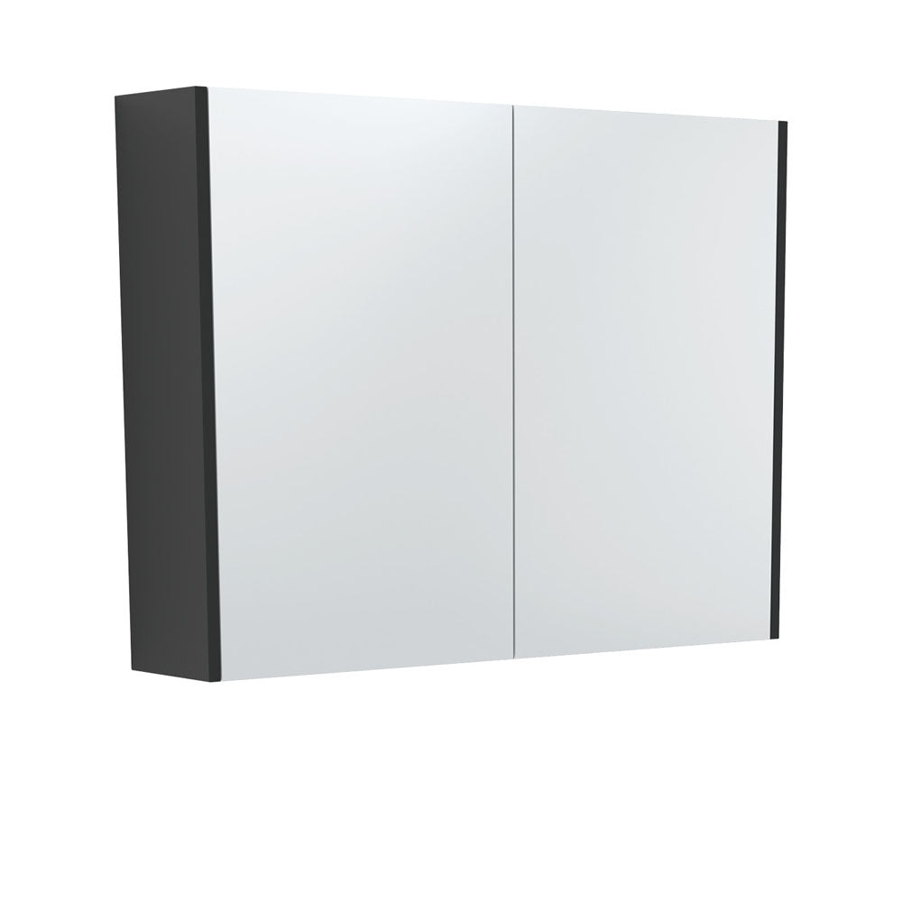 Mirror Cabinet with Side Panels, 900mm, Satin Black