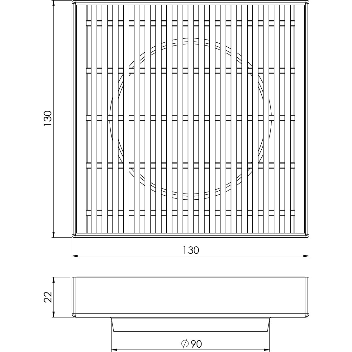 Phoenix Phoenix Point Drain HG 130mm Outlet 90mm