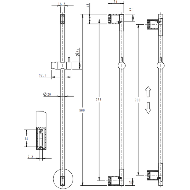 Bella Vista Mica Shower Rail
