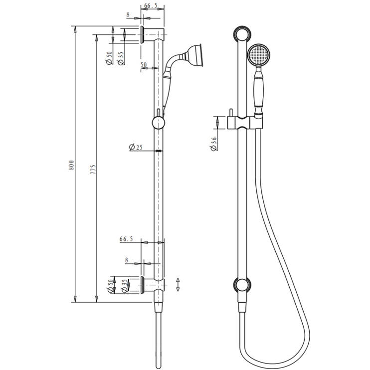 Bella Vista Mica Heritage Shower Rail