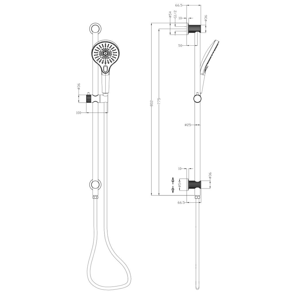 Bella Vista Mica Shower Rail - Inbuilt Inlet
