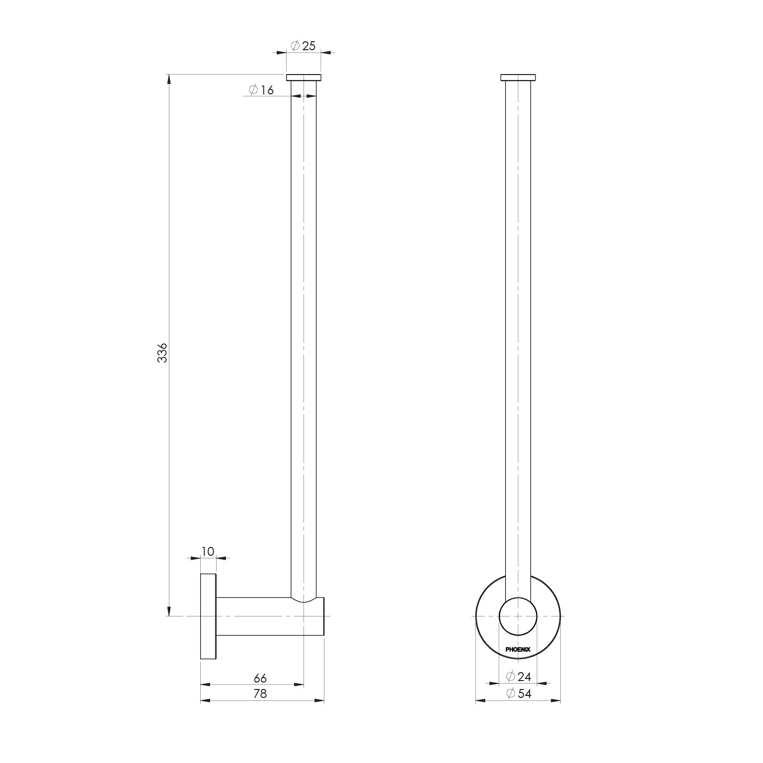 Phoenix Radii Spare Toilet Roll Holder Round Plate