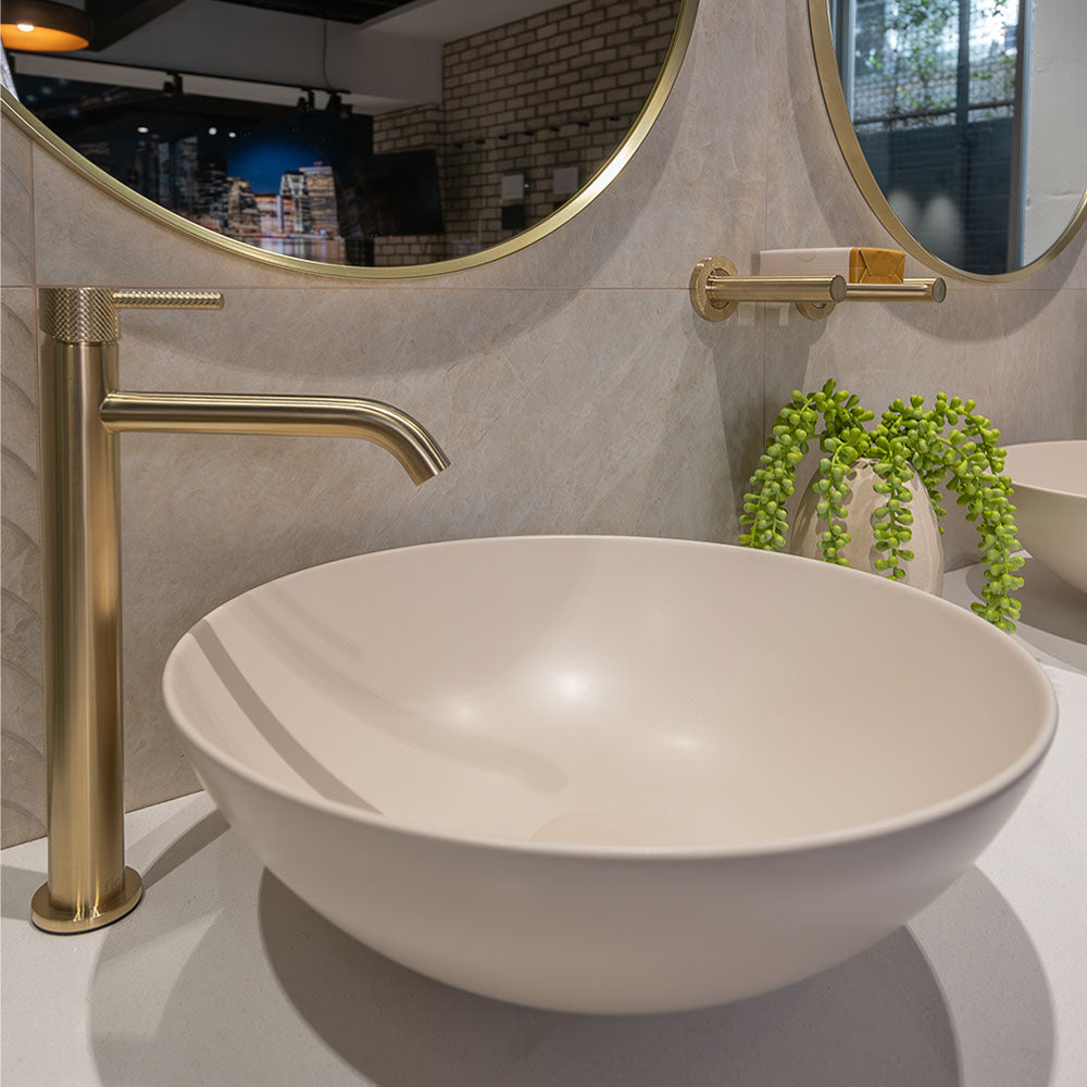 Fienza Aluca Above Counter Basin, Matte Khaki