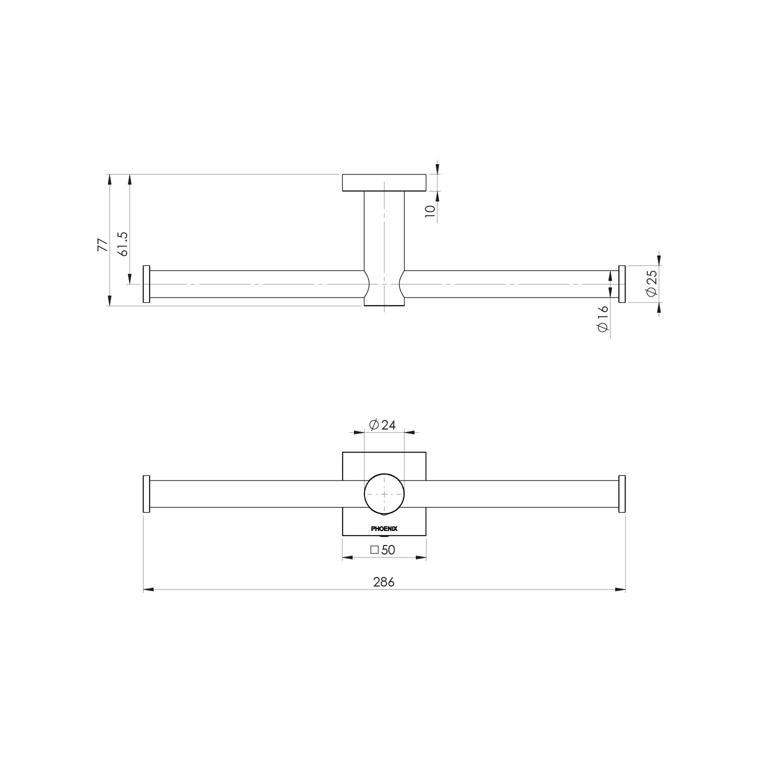 Phoenix Radii Double Toilet Roll Holder Square Plate