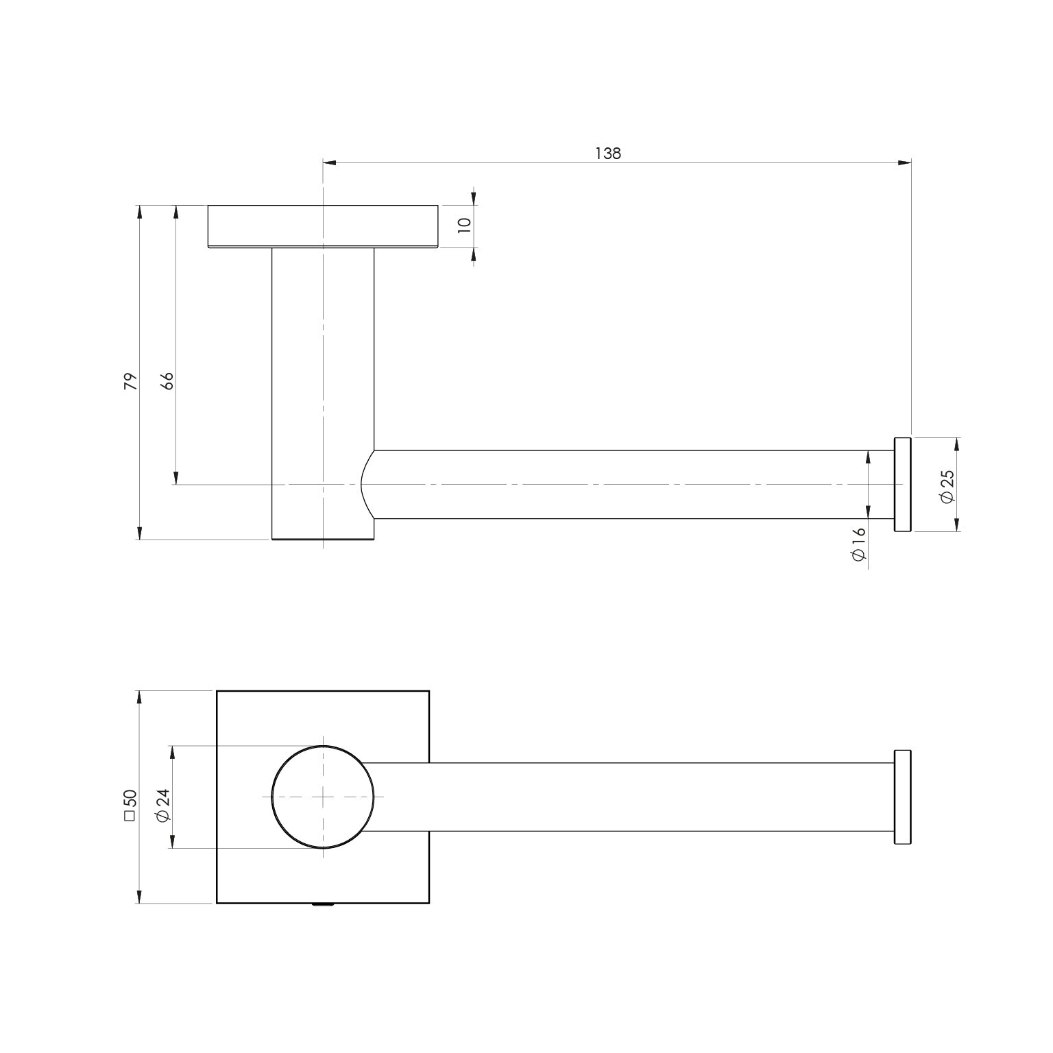 Phoenix Radii Toilet Roll Holder Square Plate