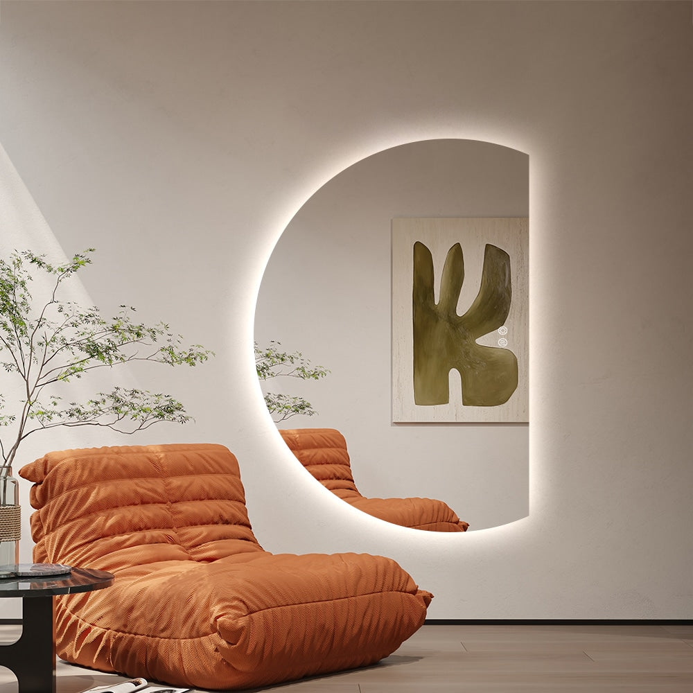 Right Cut Moon LED Frameless Backlit Wall Mirror