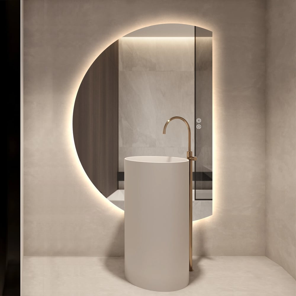 Right Cut Moon LED Frameless Backlit Wall Mirror