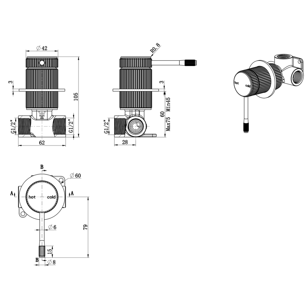 Bella Vista Mica Fluted Shower Mixer