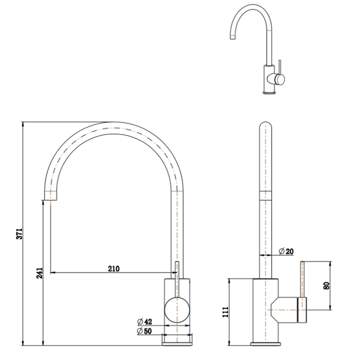 Bella Vista Mica Gooseneck Sink Mixer