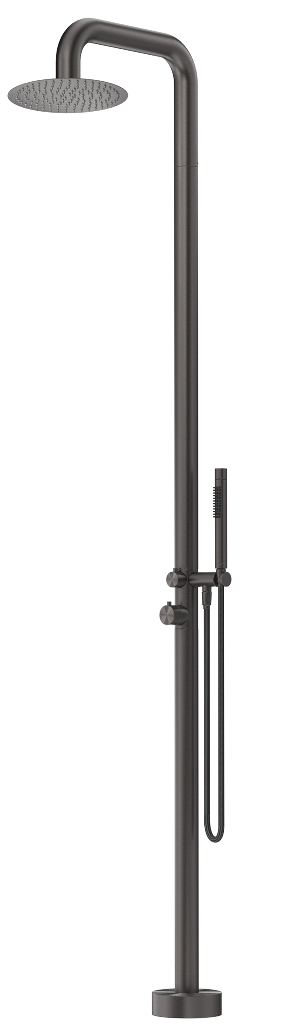 Bella Vista Mica Soft Square Freestanding Outdoor Shower - Gun Metal