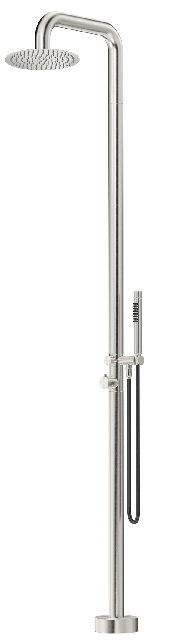 Bella Vista Mica Soft Square Freestanding Outdoor Shower - Brushed Nickel