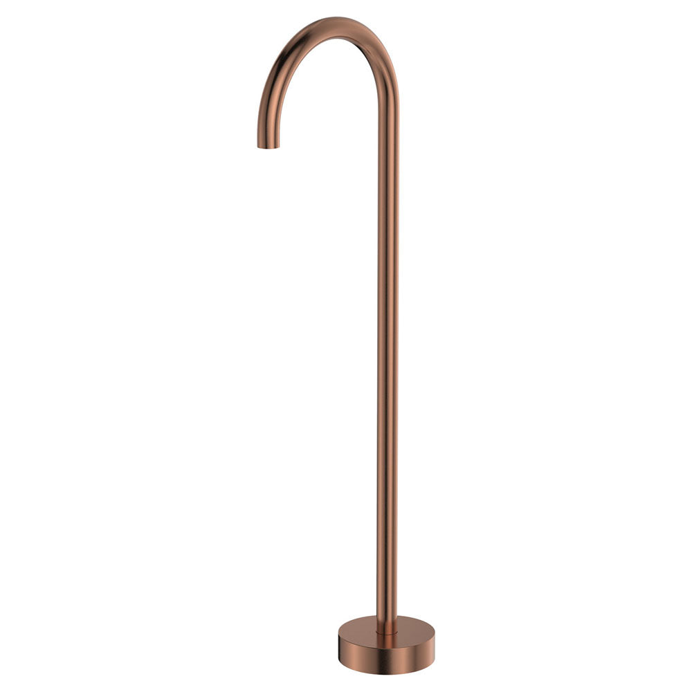 Fienza Kaya Gooseneck Floor Mounted Bath Outlet - Brushed Copper