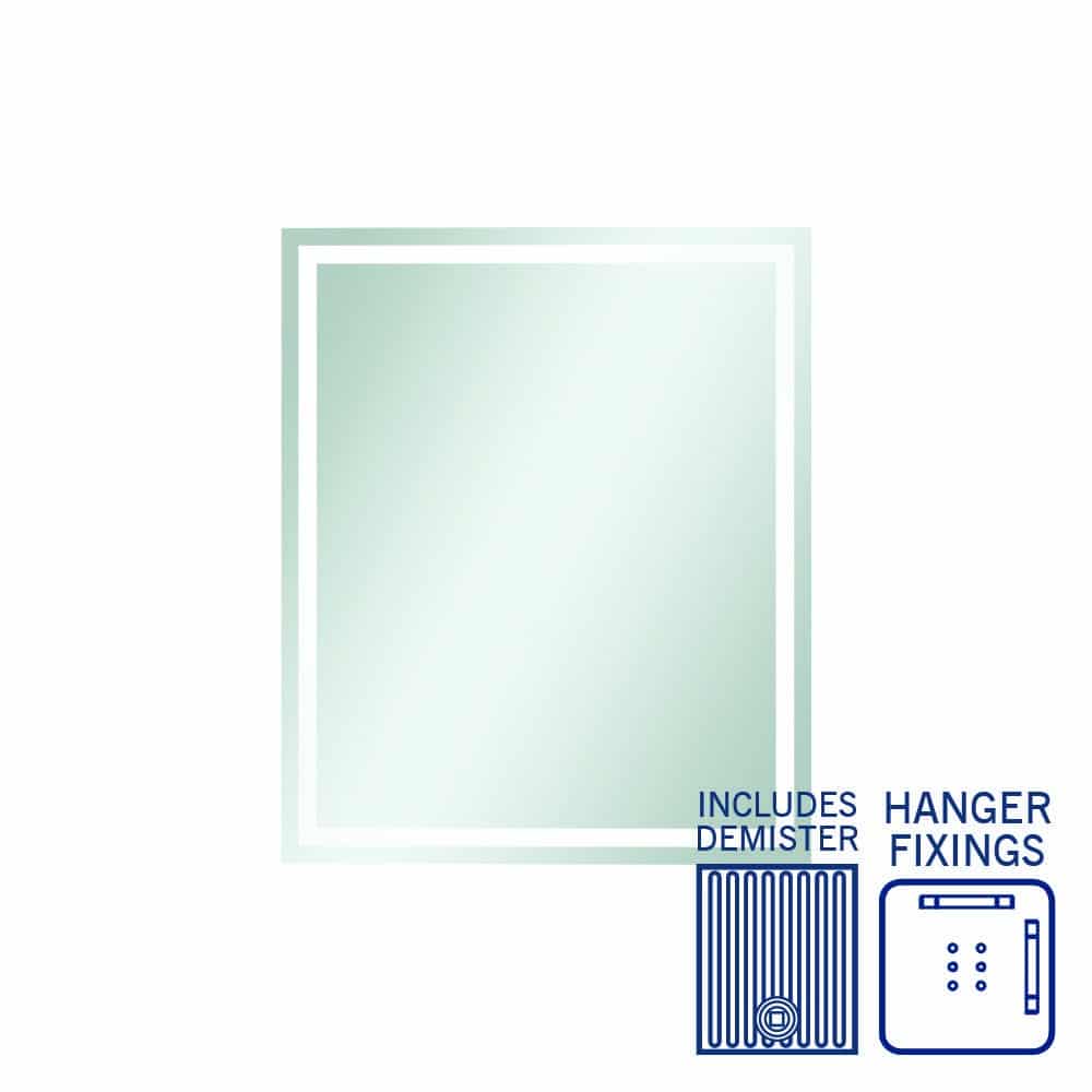 Sierra Rectangle Polished Edge Mirror with Sandblasted Border