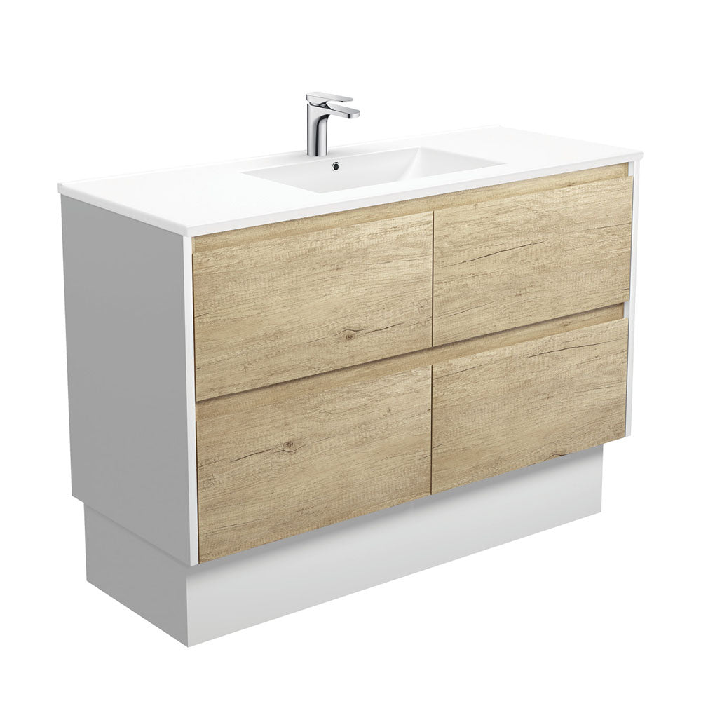 Fienza Dolce Amato 1200mm Satin White Basin - Scandi Oak Vanity, Satin White Panels