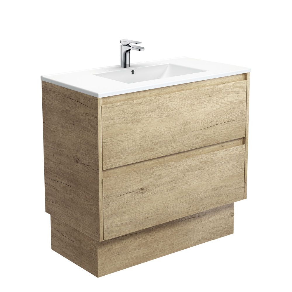 Fienza Dolce Amato 900mm Satin White Basin - Scandi Oak Vanity