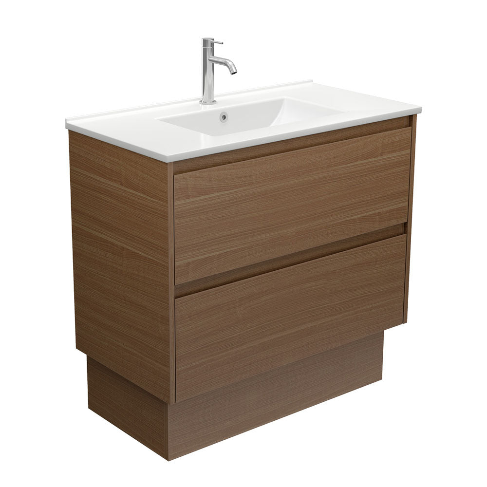 Fienza Dolce Amato 900mm Satin White Basin - Walnut Vanity