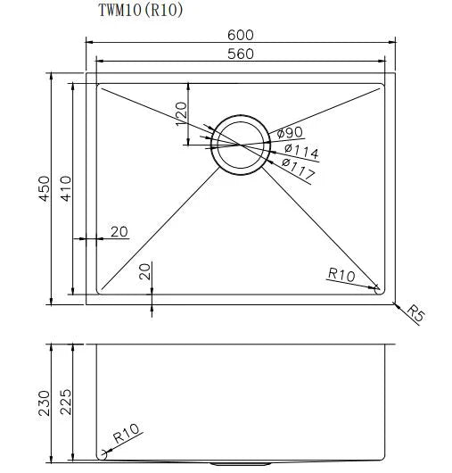 Rose Gold PVD 1.2mm Handmade Top/Undermount Single Bowl Kitchen Sink 304 Stainless Steel | 600x450x230mm