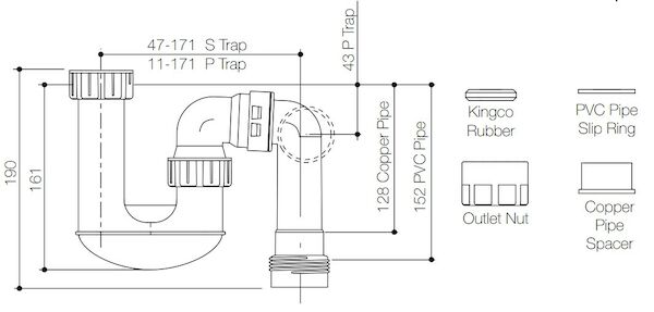 Caroma 40MM COMBINATION S & P TRAP