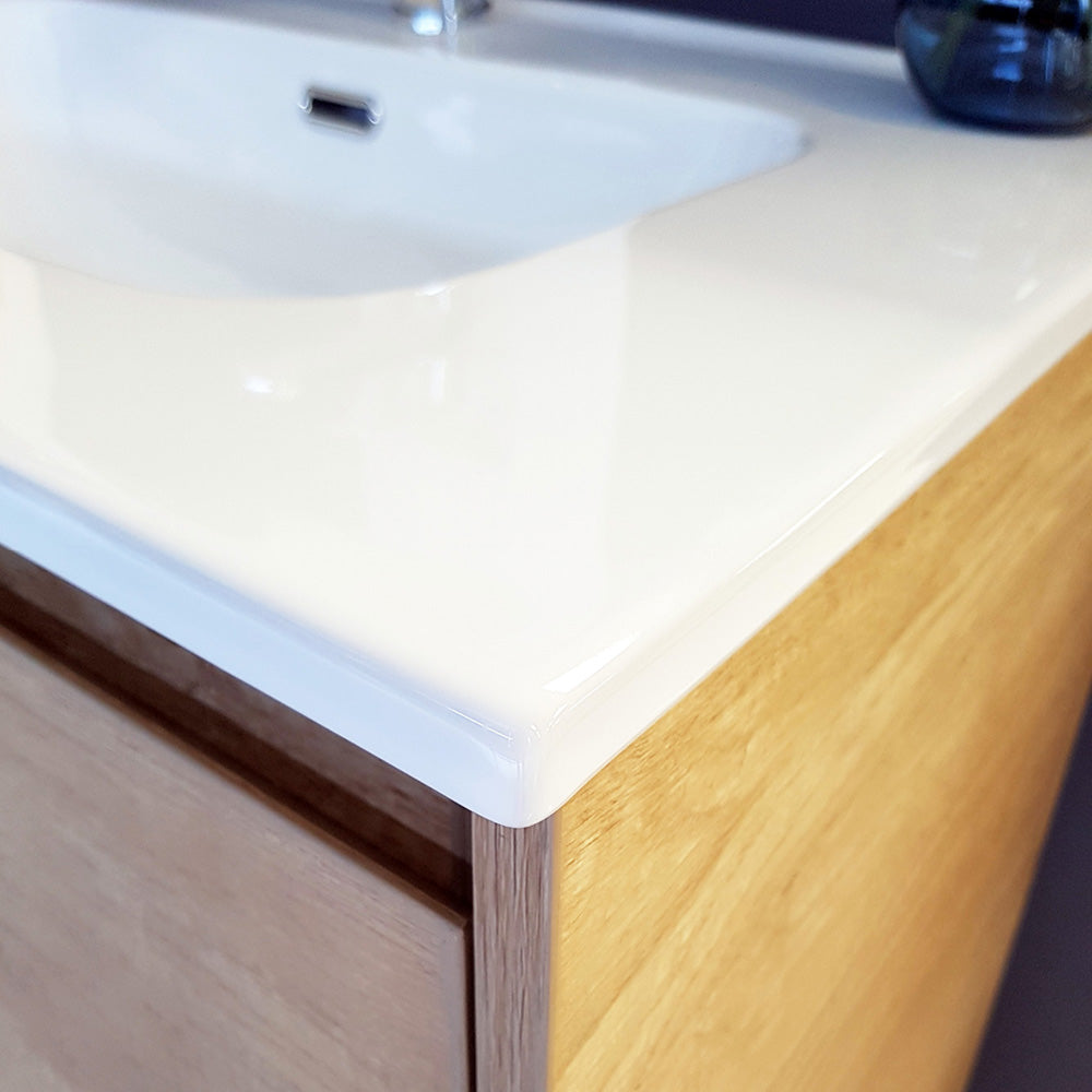 Joli Fingerpull Satin White 900 Vanity On Kickboard