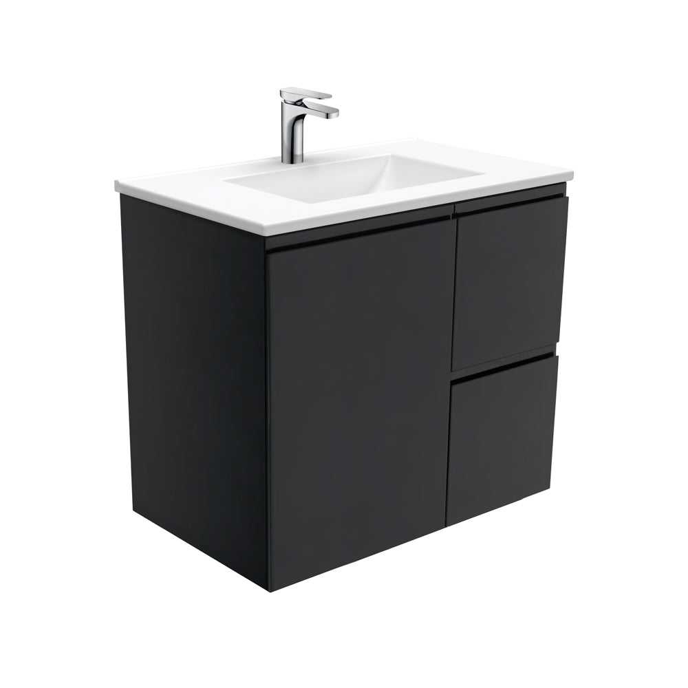 Vanessa Fingerpull Satin Black 750 Wall-Hung Vanity