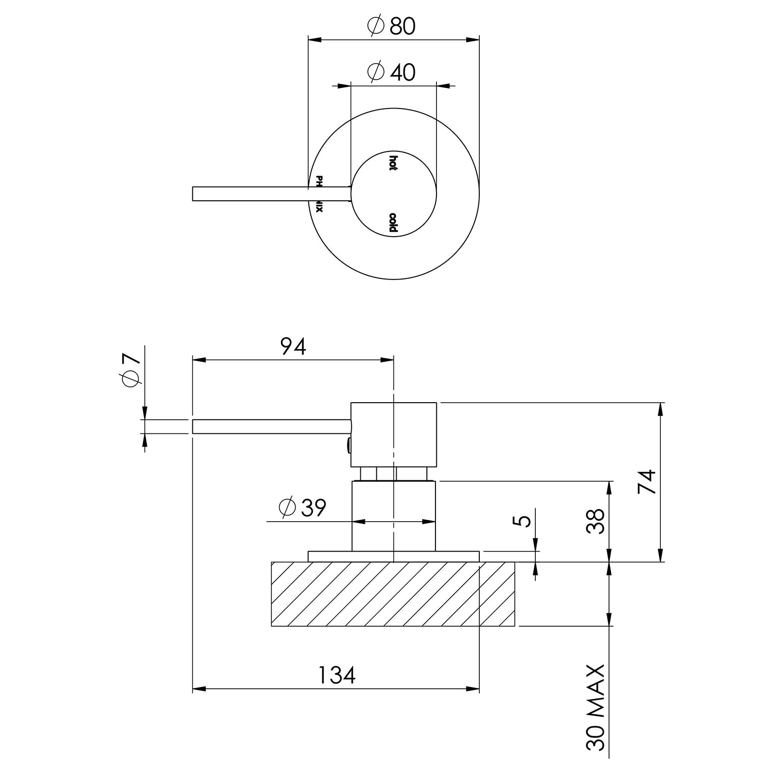 Phoenix Vivid Slimline Hob Mixer