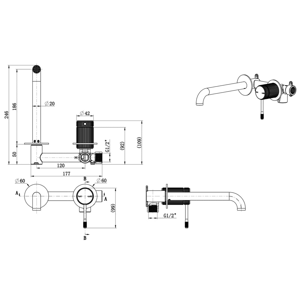 Bella Vista Mica Fluted 9-Piece Bathroom Package | Brushed Nickel