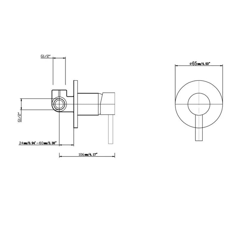 LUCID PIN - Brushed Brass Wall Mixer ( 65MM Cover Plate)