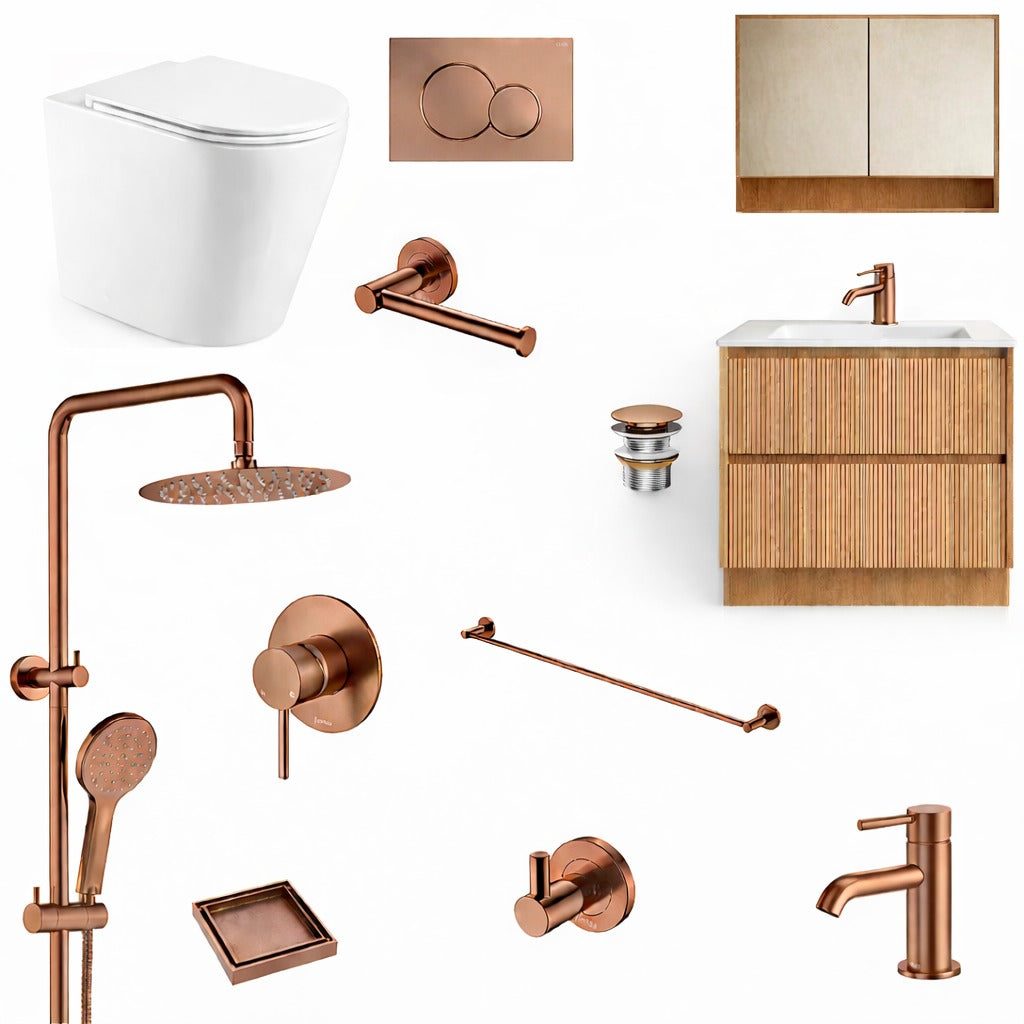 Complete Bathroom Package - Fienza Kaya Range Brushed Copper With Bondi Vanity