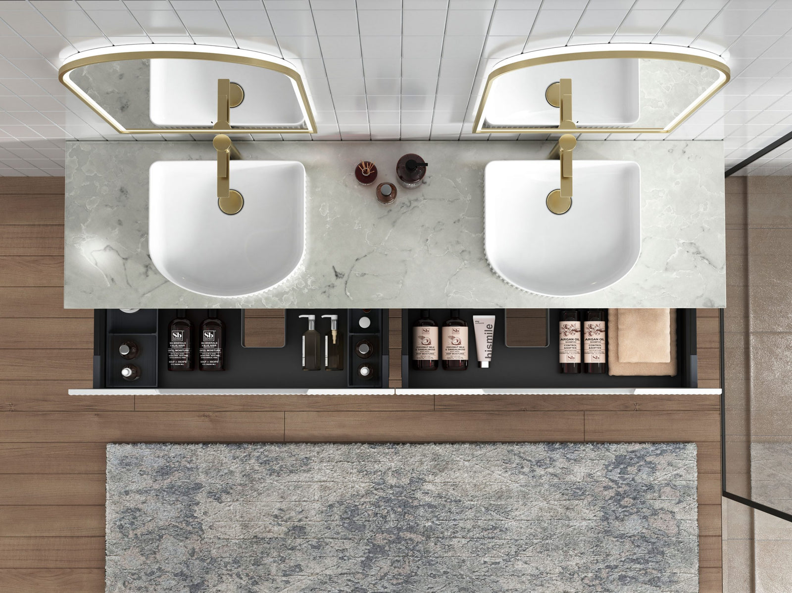 Aulic Cyrus Arch Above Counter Basin with V Groove Surface Gloss White