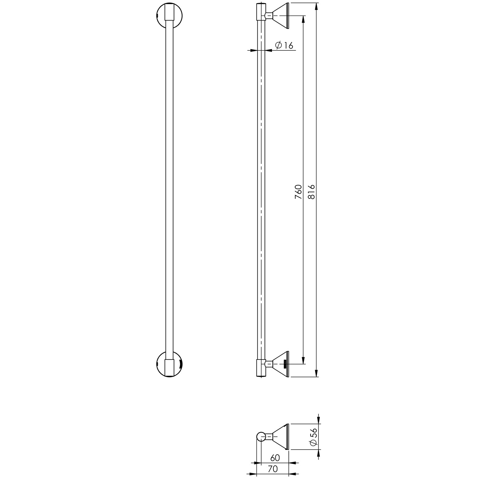 Phoenix Ivy Single Towel Rail 760mm