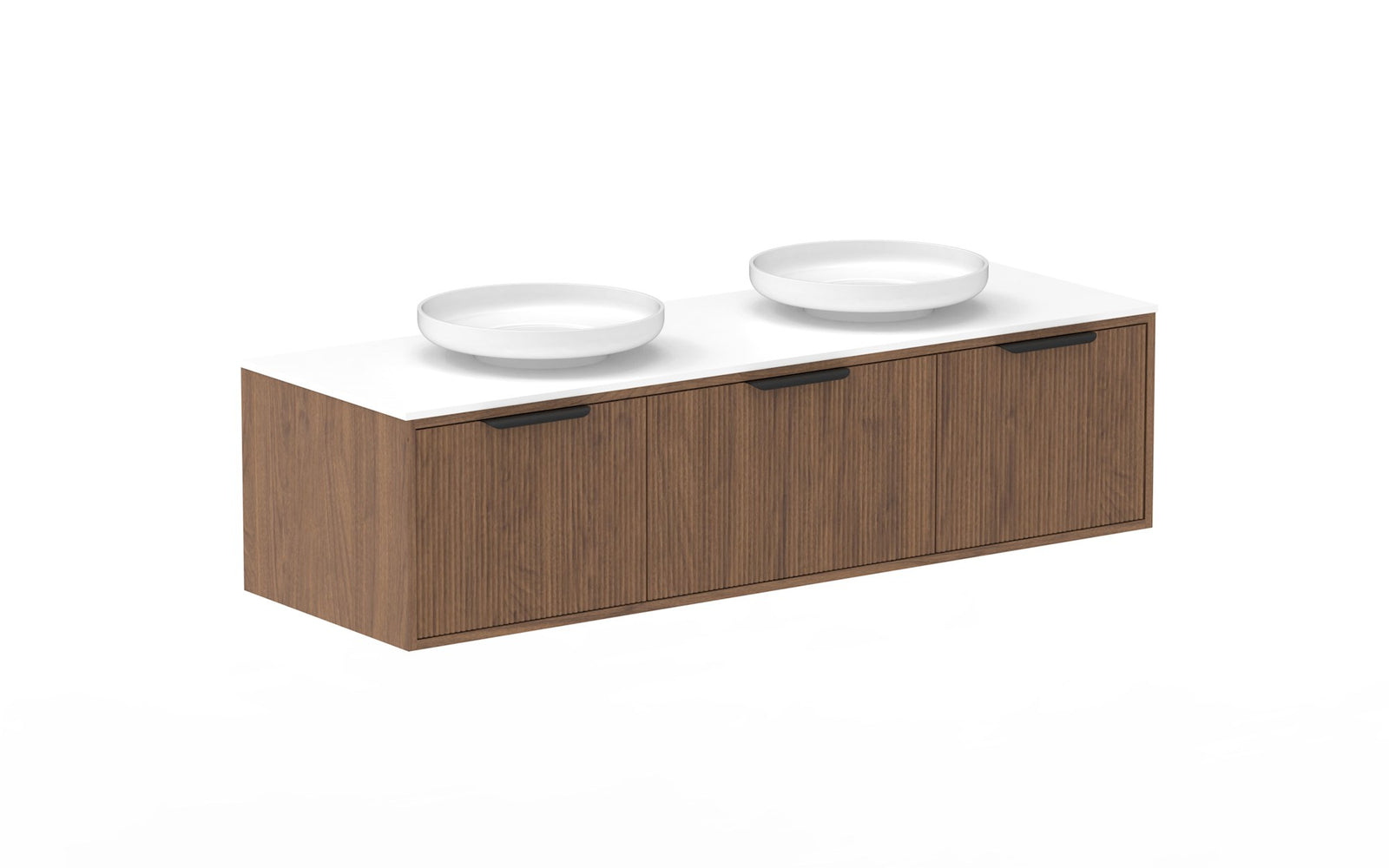 ADP Clifton Wall Hung Vanity 1500mm double bowl in Florentine Walnut
