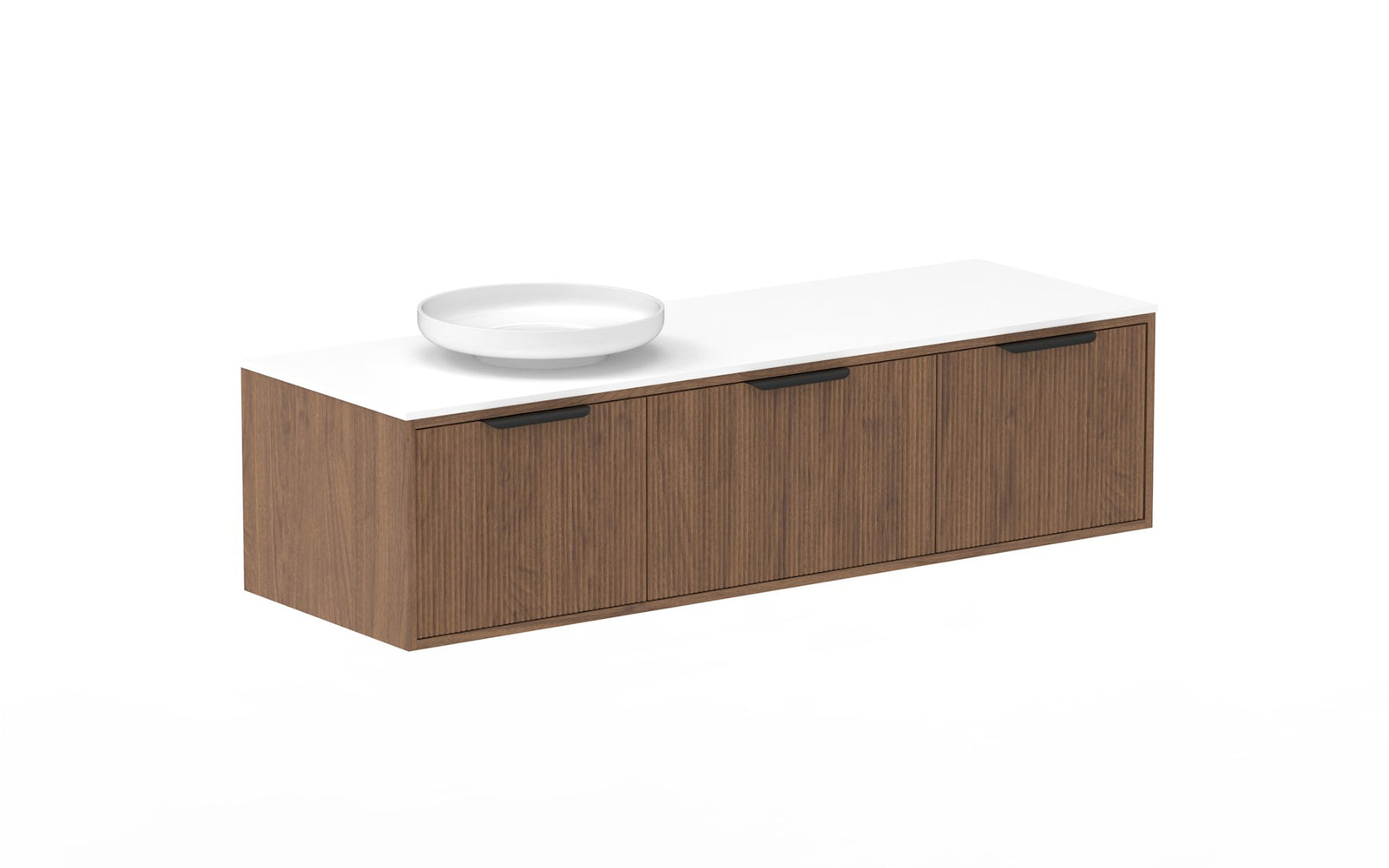 ADP Clifton Wall Hung Vanity 1500mm left offset bowl in Florentine Walnut