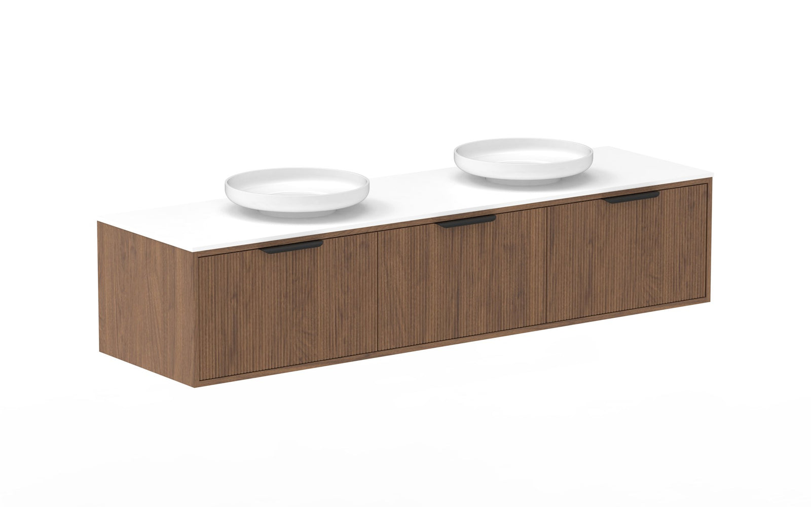 ADP Clifton Wall Hung Vanity 1800mm double bowl in Florentine Walnut