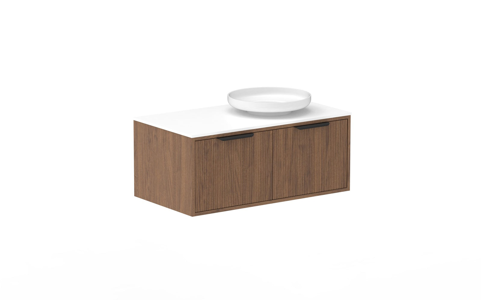 ADP Clifton Wall Hung Vanity 900mm right offset bowl in Florentine Walnut
