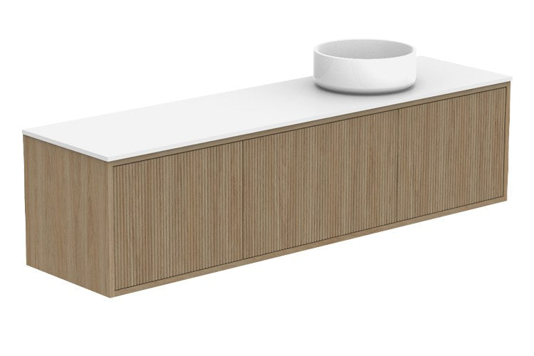 ADP Clifton Ensuite Wall Hung Vanity 1500mm right offset bowl in Prime Oak
