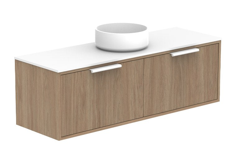 ADP Clifton Ensuite Wall Hung Vanity 1200mm centre bowl in Prime Oak, with handles