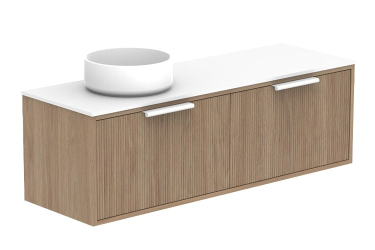 ADP Clifton Ensuite Wall Hung Vanity 1200mm left offset bowl in Prime Oak, with handles