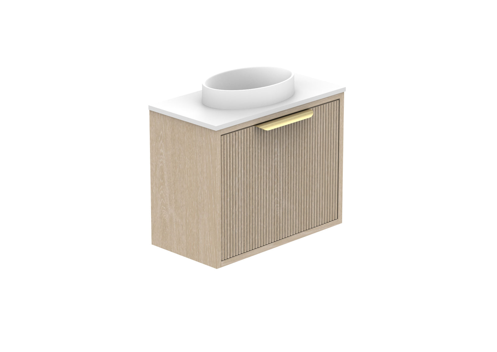 ADP Clifton Mini Wall Hung Vanity in Coastal Oak, with handles