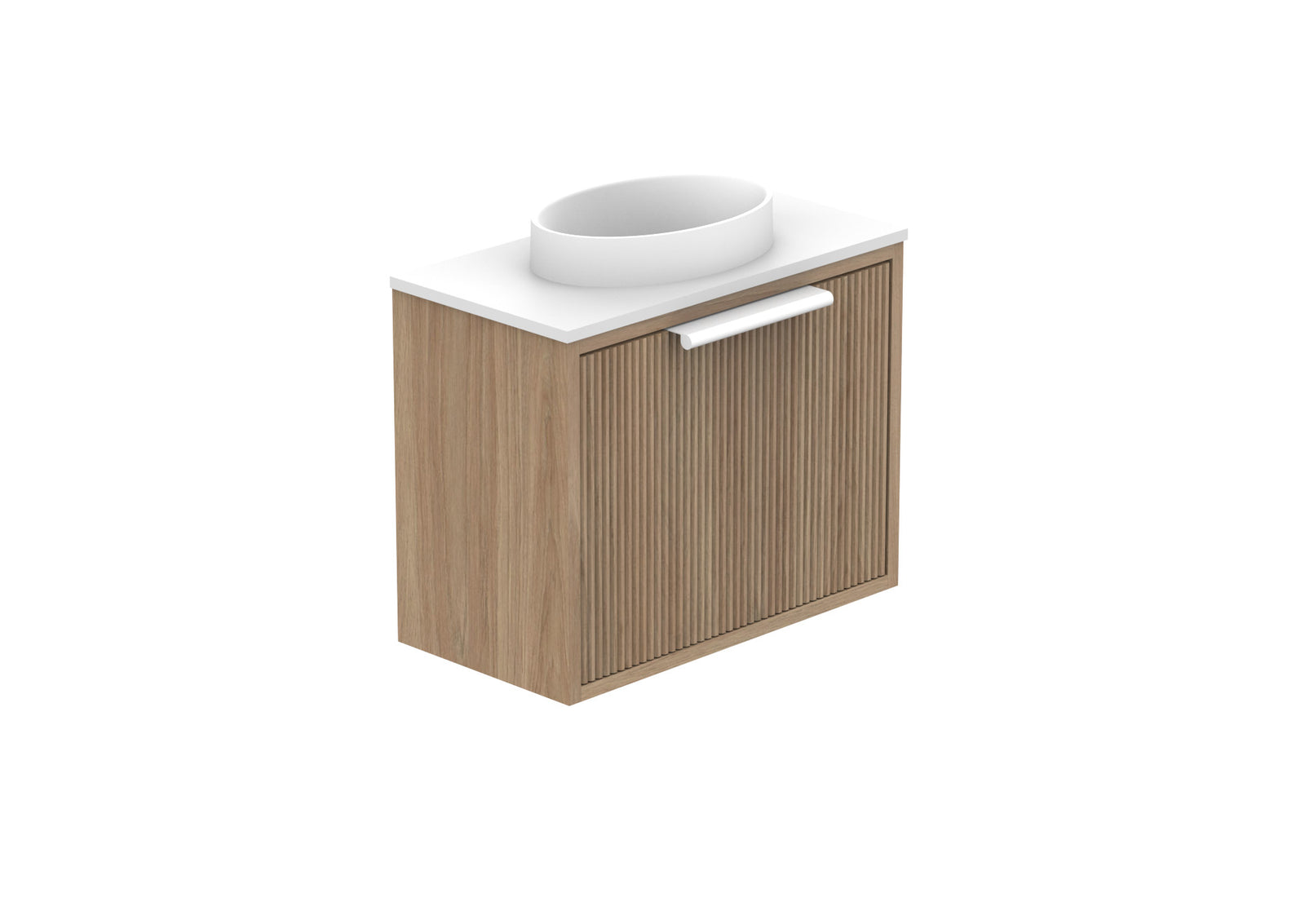 ADP Clifton Mini Wall Hung Vanity in Prime Oak, with handles