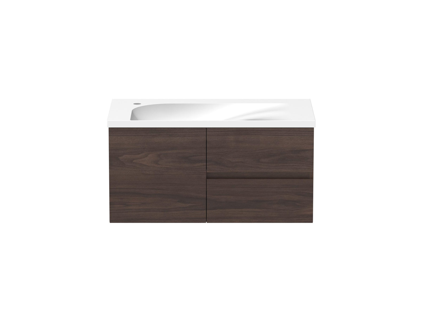 ADP Drift Wall Hung Vanity 900mm left offset bowl, front view