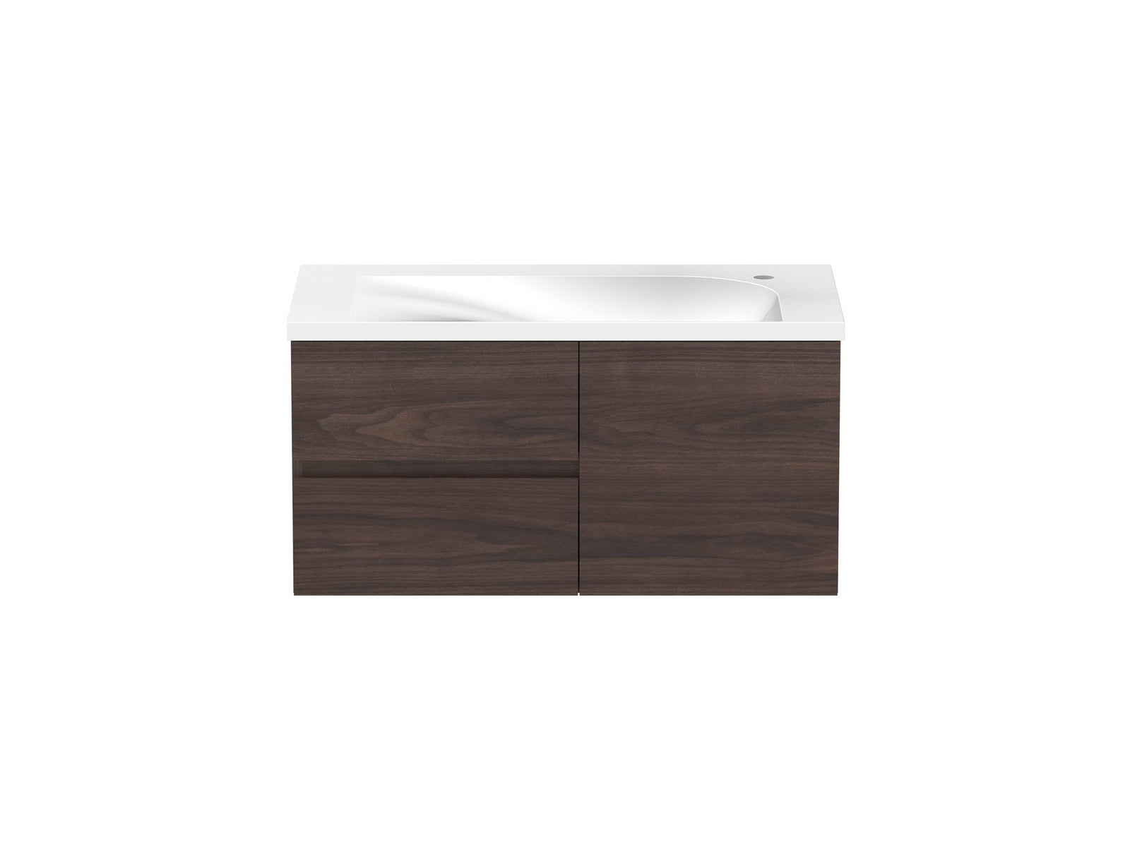 ADP Drift Wall Hung Vanity 900mm right offset bowl, front view
