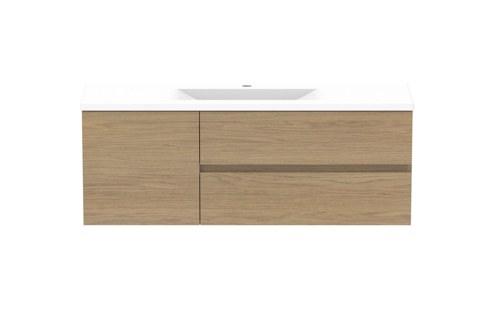 ADP Drift Ensuite Wall Hung Vanity 1200mm centre bowl in Boston Oak, front view