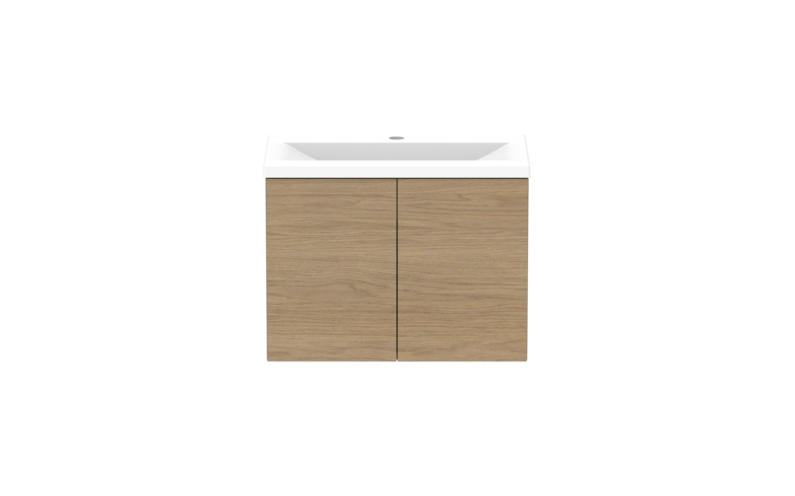 ADP Drift Ensuite Wall Hung Vanity 600mm centre bowl in Boston Oak, front view