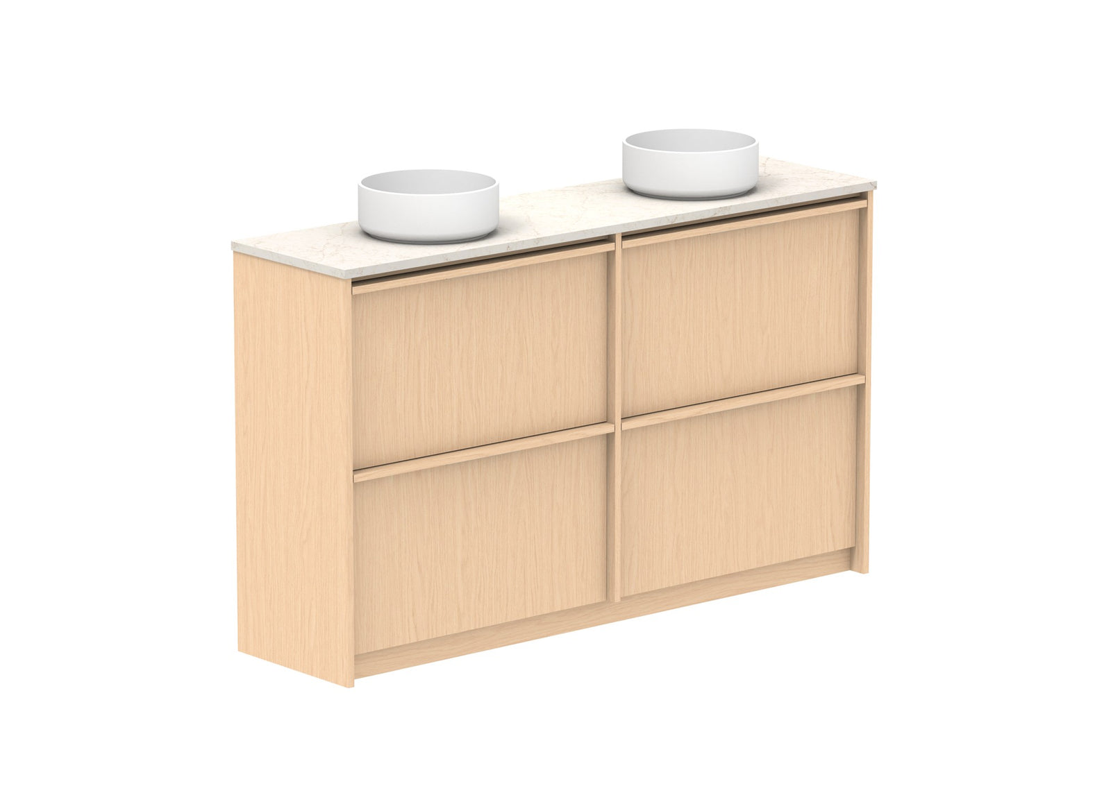 ADP Eli Ensuite Floor Mount Vanity 1500mm double bowl in Blonde Oak